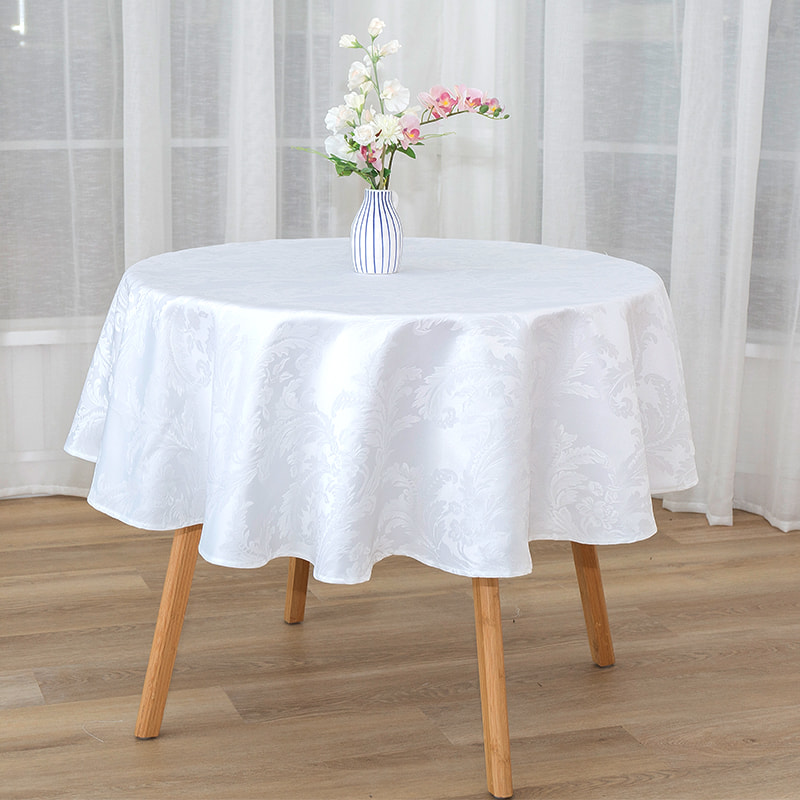 R160cm Geometrická šedá kruhová jacquard ubrus