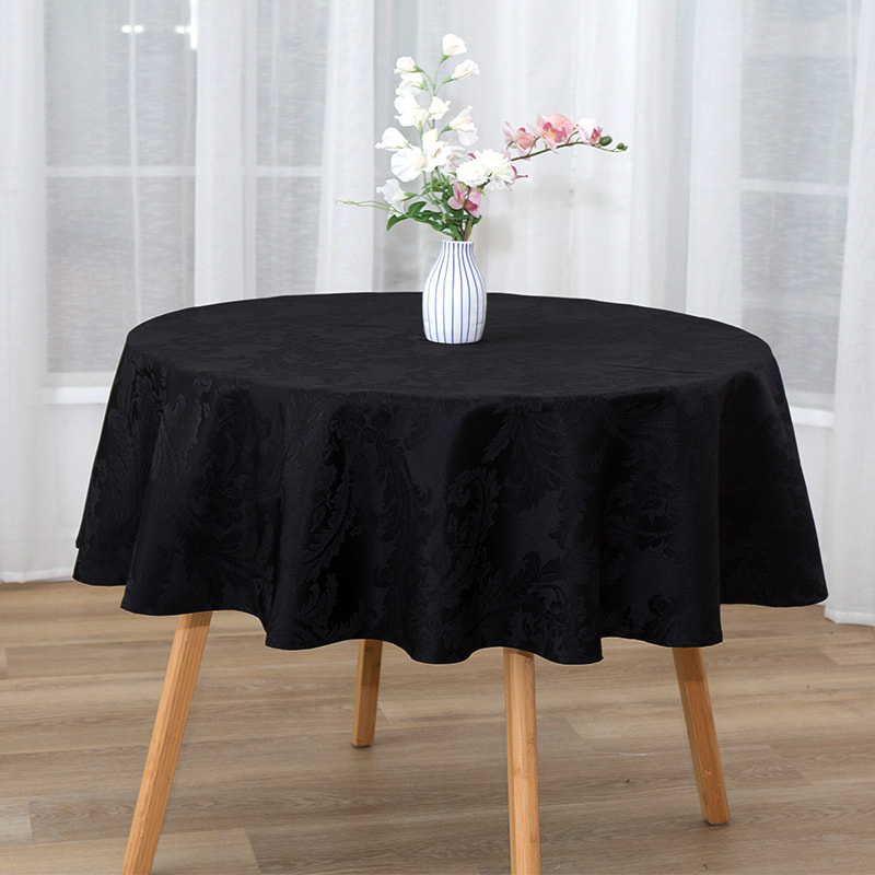 R160cm Geometrická šedá kruhová jacquard ubrus