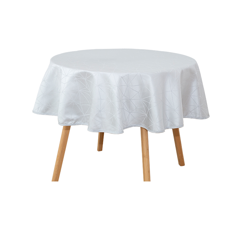 R160cm Geometrická šedá kruhová jacquard ubrus
