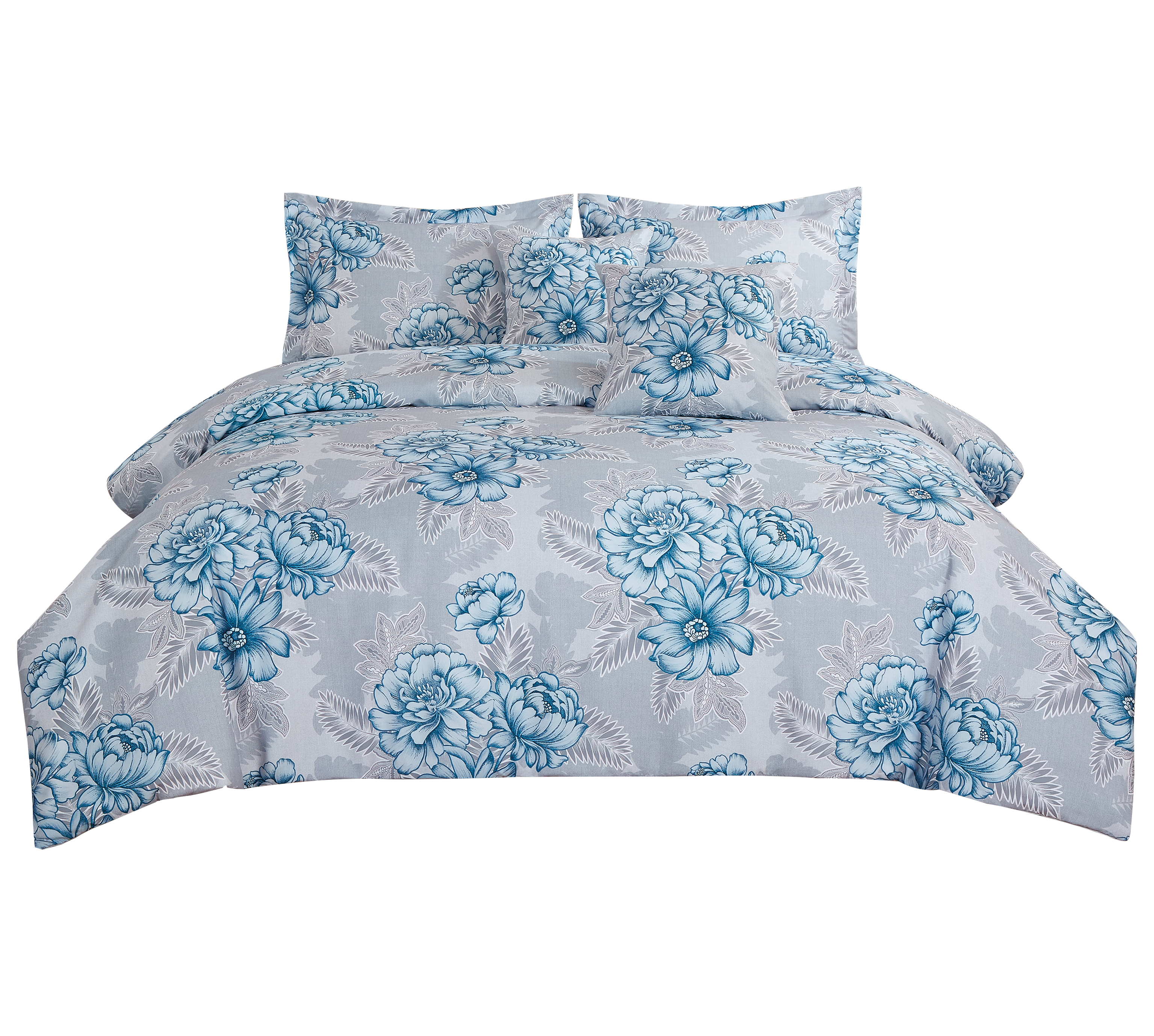 Big Blue Blue Pivony Printing Bedding Set